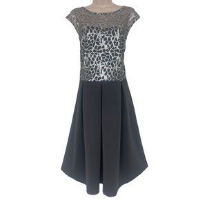 Size 18W 2X SEQUIN BODICE PLEATED FIT+FLARE SPECIAL OCCASION DRESS Wedding PLUS